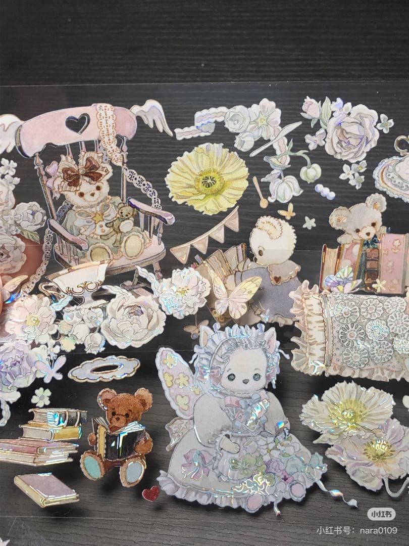 【9462】海外5.5/巻　貝殻光マステ　ぬいぐるみ　花束　小箱　糸巻き　装飾系