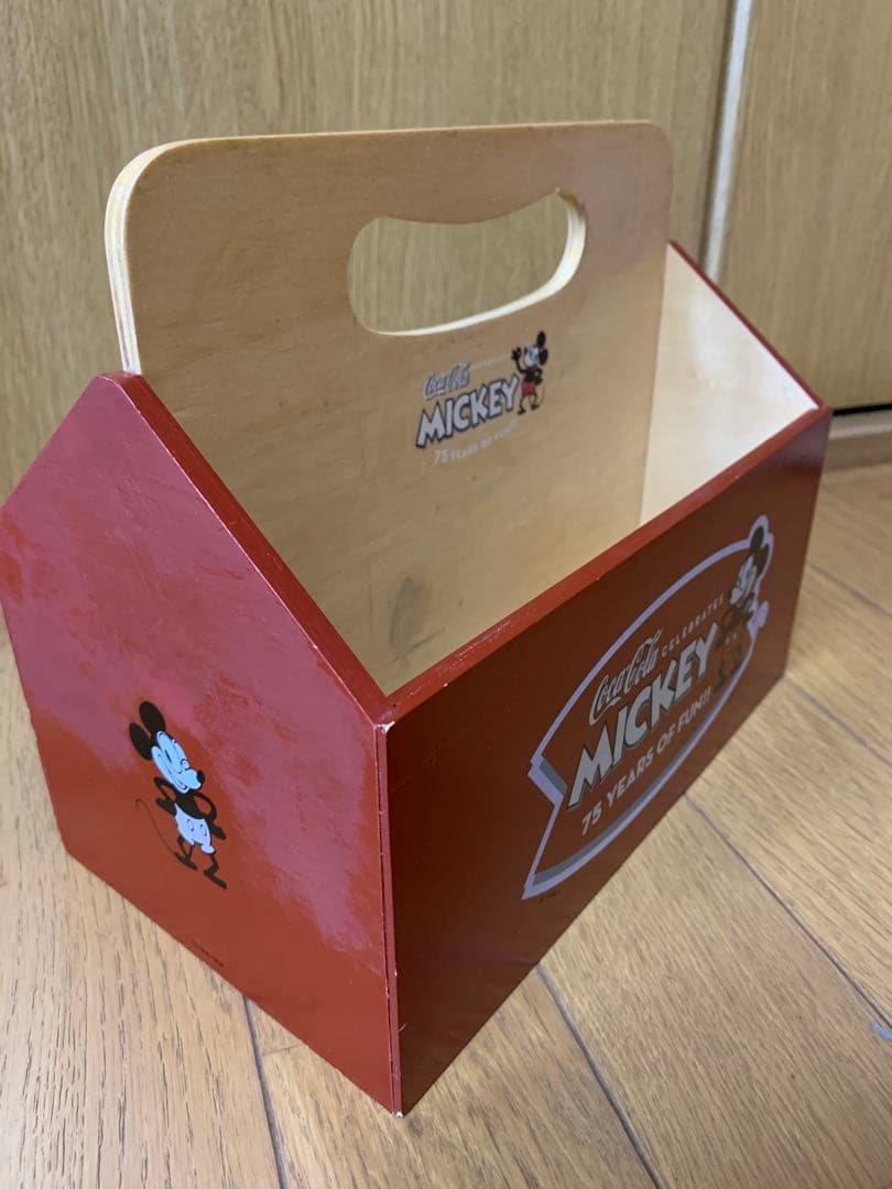 ミッキーマウス 75周年記念 木製ボックス ドリンクキャリー コカコーラコラボ