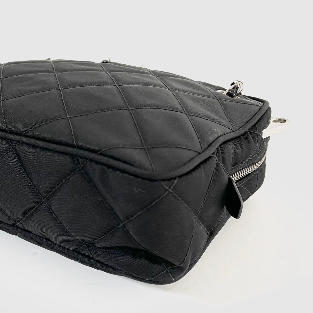 【良品】PRADA プラダ 2way チェーン ハンドバッグ キルティング 黒