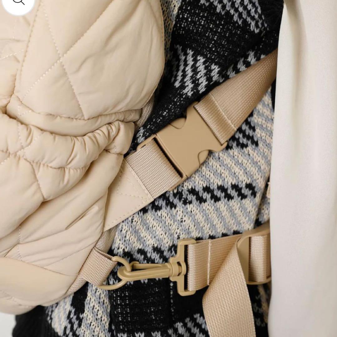 【新品】moncheri キルティングメッシュ付きフロントバッグ★S★チャコール