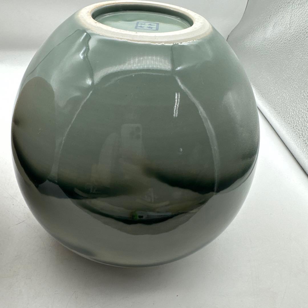 2点山模様の大きな陶器花瓶橘吉古董品