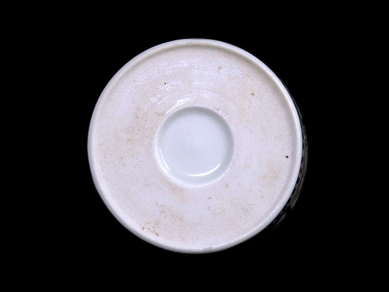 古伊万里　色絵　窓絵　岩に東屋　笹に花の図　蕎麦猪口　351AS-fbmr