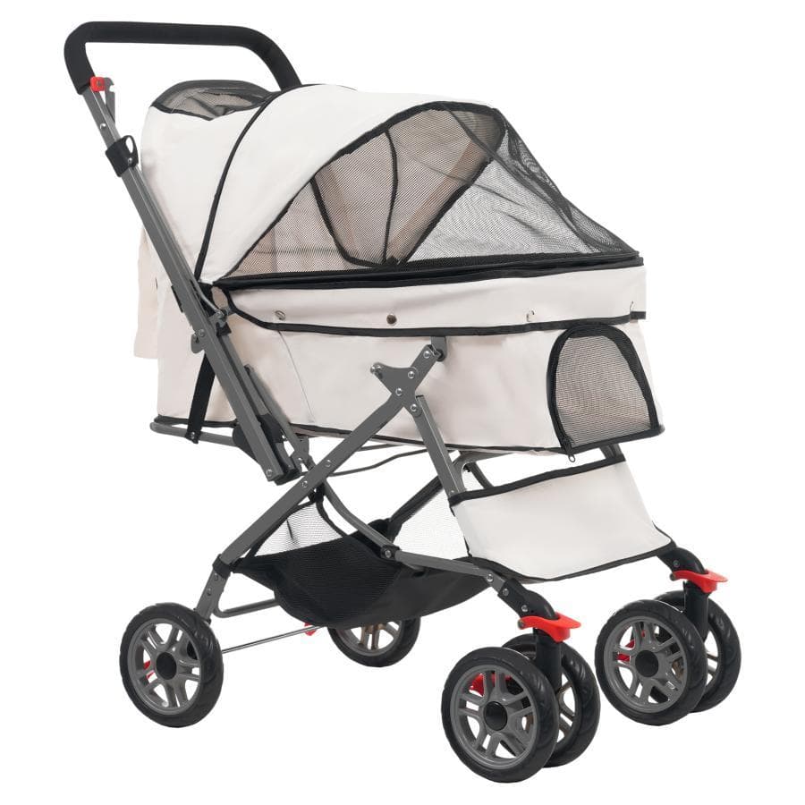 【ベージュ】ペットカート 対面式 折りたたみ 多頭 中型犬 小型犬 猫 2way