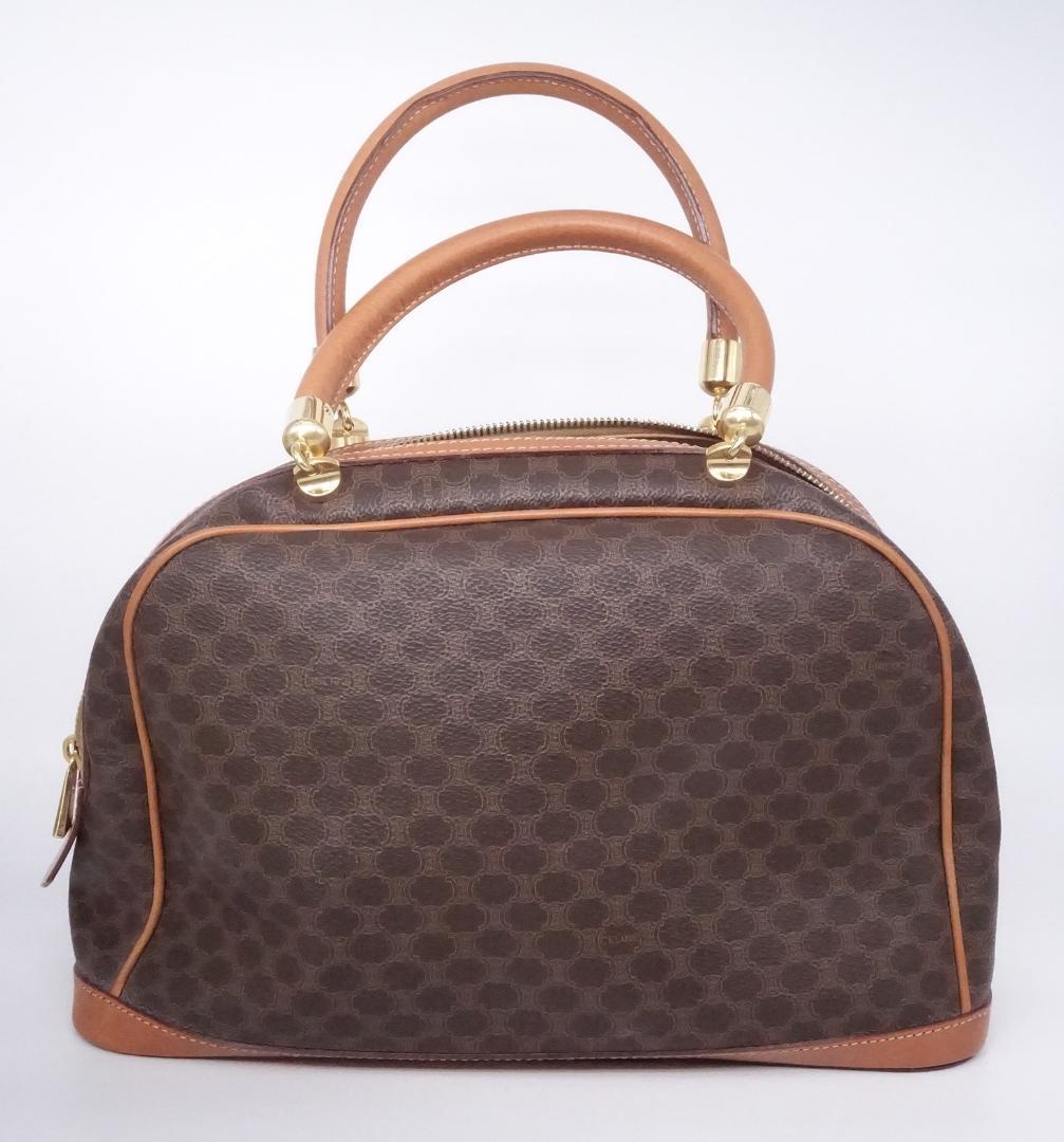 CELINE セリーヌ マカダム ハーフムーン ハンドバッグ ブラウン