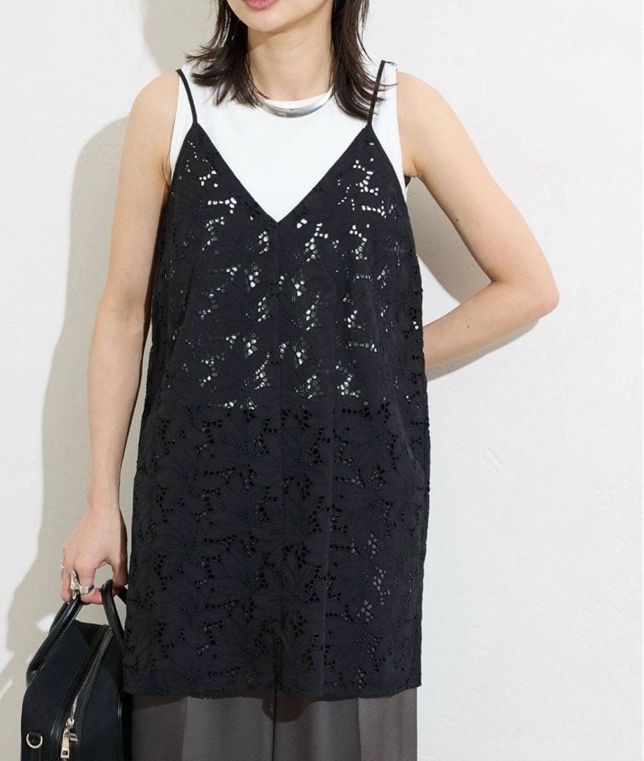 ジャーナルスタンダード TICCA ティッカ フラワーレースキャミ 黒 美品