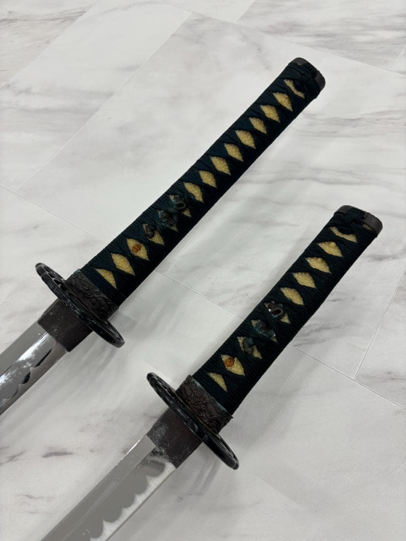 模造刀 模擬刀 大小 2本 セット 鞘付き 袋付き 骨董品 武具 コスプレ