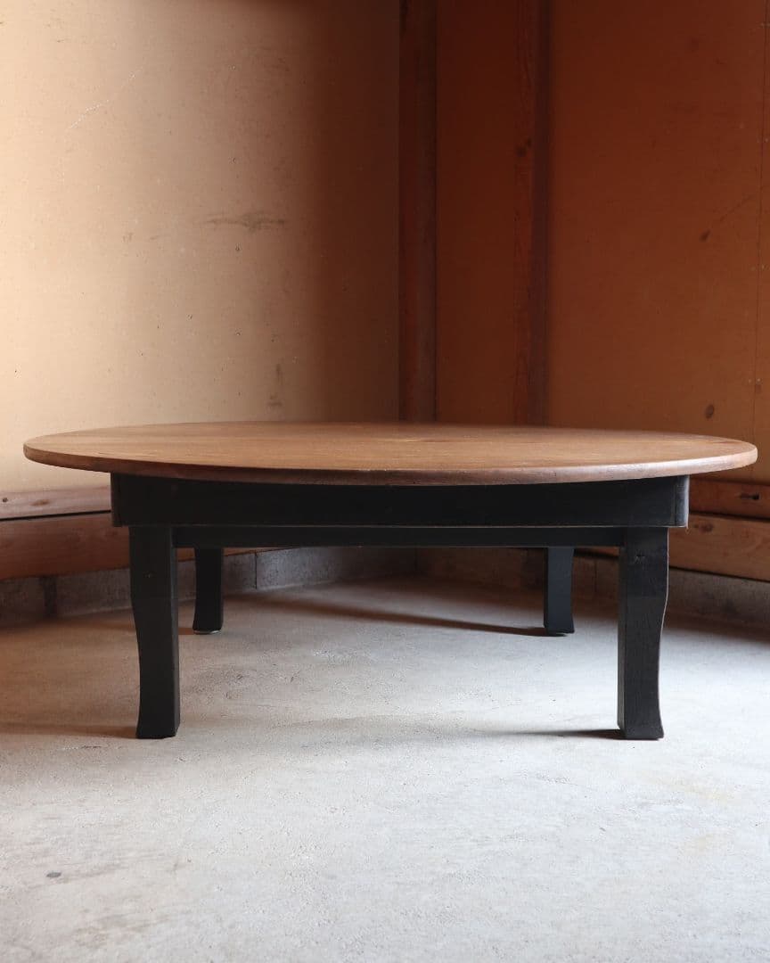 送料込み 栓(セン)とブナの大きめ丸ちゃぶ台　古道具 古家具 カフェ 古民家