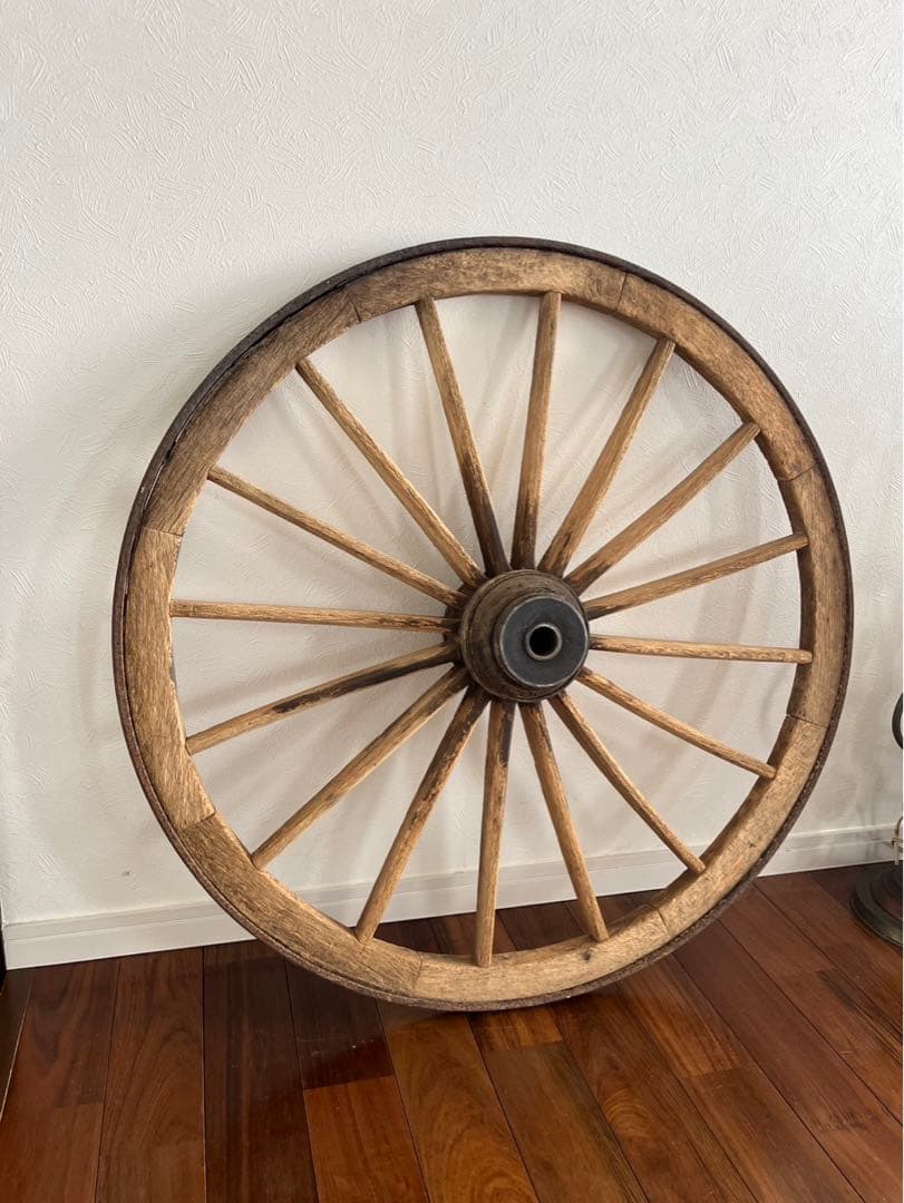 古道具 木製 車輪 約81cm 鉄輪 アンティーク 昭和レトロ