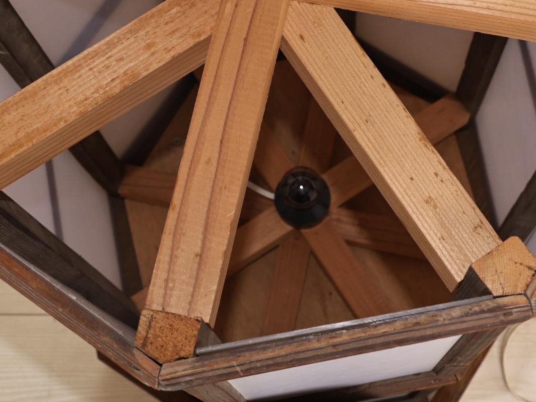 BK269　昭和レトロ　木製　八角　行燈　ライト　行灯　照明