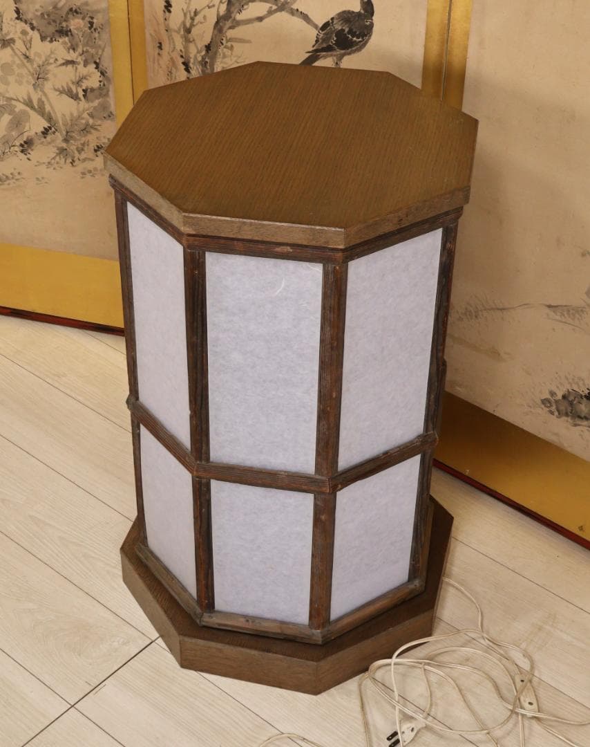 BK269　昭和レトロ　木製　八角　行燈　ライト　行灯　照明