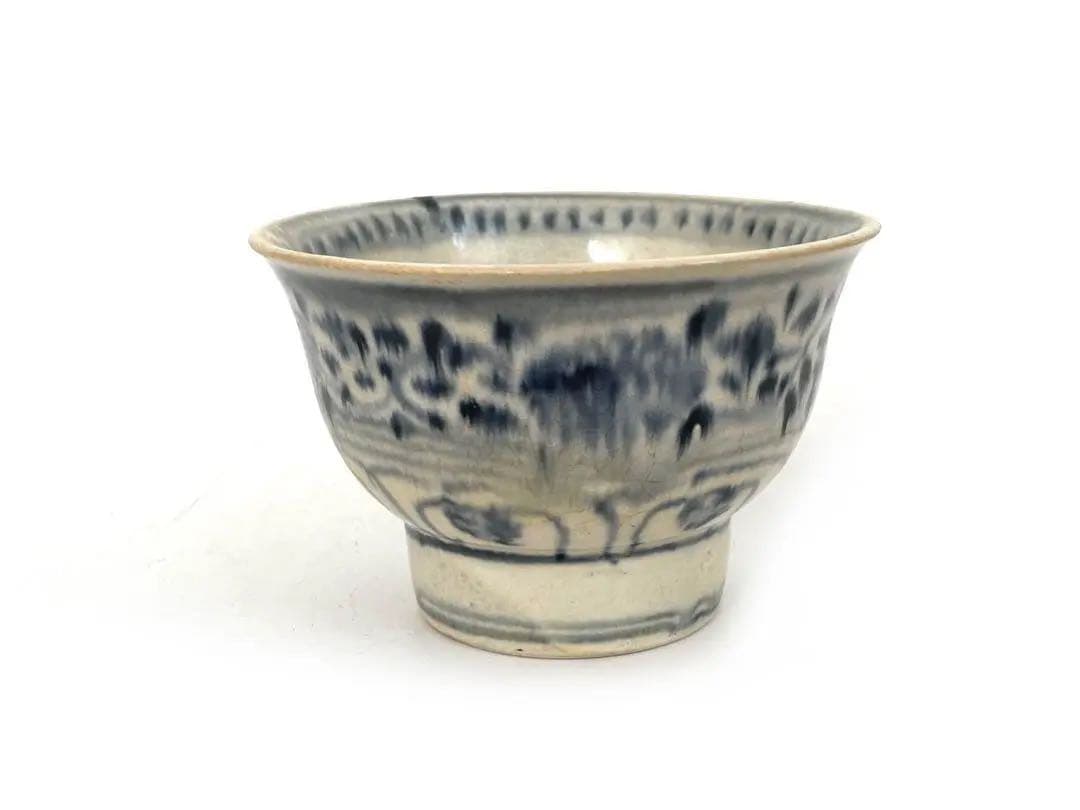 骨董　アンティーク　安南　絞手　茶碗　ベトナム古陶磁　蜻蛉手茶碗