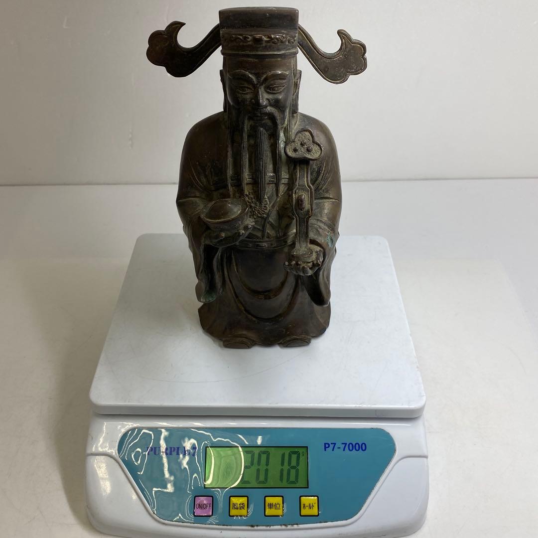 古銅 中国美術 極上彫 人物高さ約21cm 重さ2018g タニサ