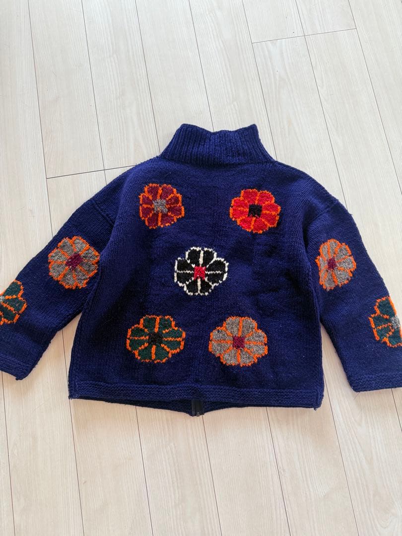vintage エクアドル　ニット　フラワー　花　ビンテージ
