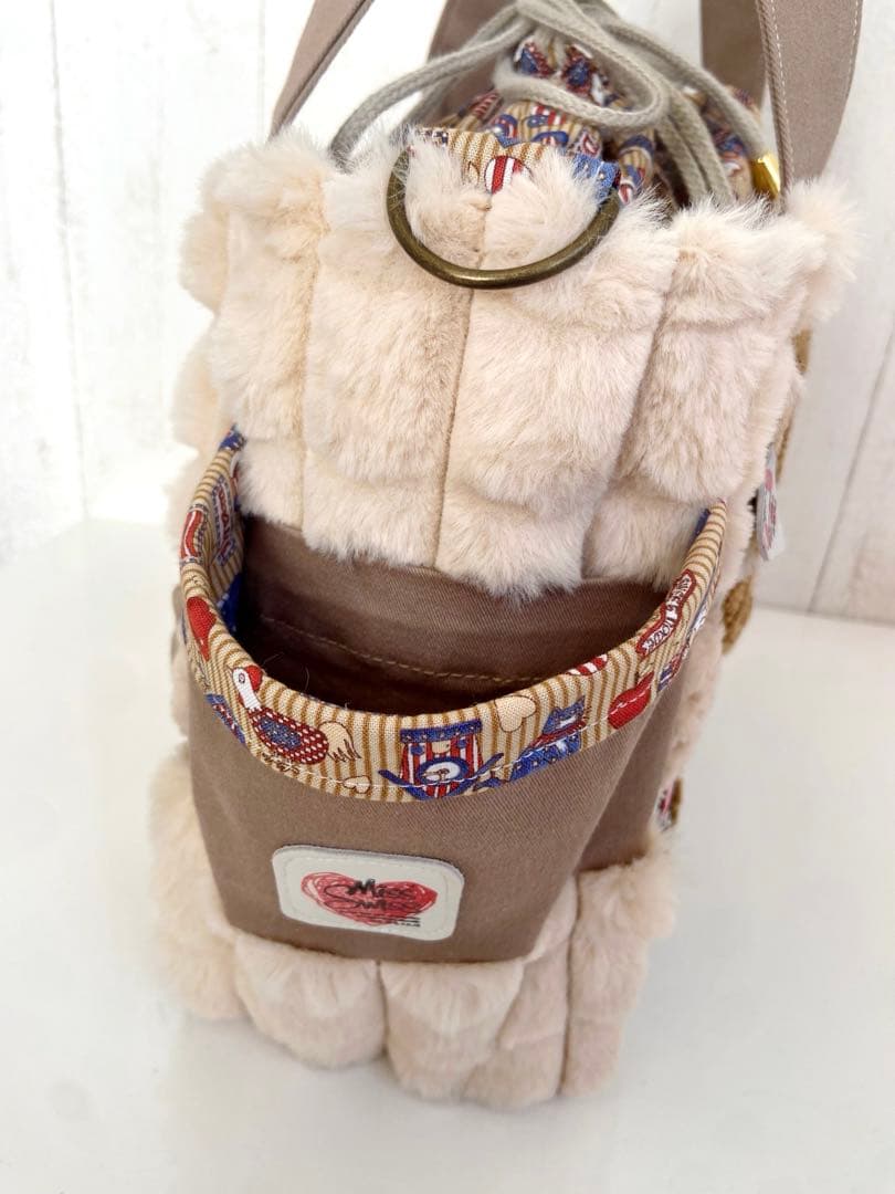 デニムリメイクバック　フワモコクマ