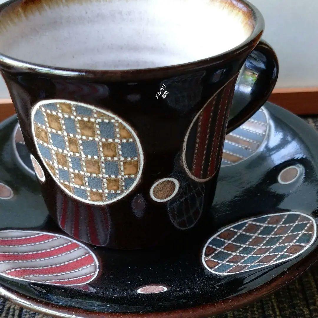 ☆新品☆益子焼・向山 文也の象篏ペアカップ&ソーサー