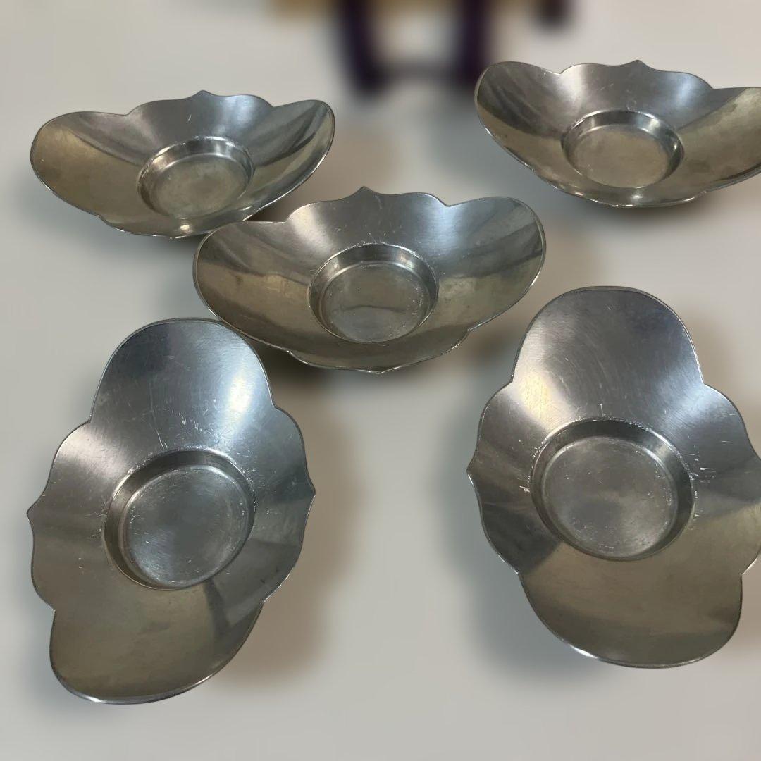 茶道具 純錫 茶托 5個セット 共箱