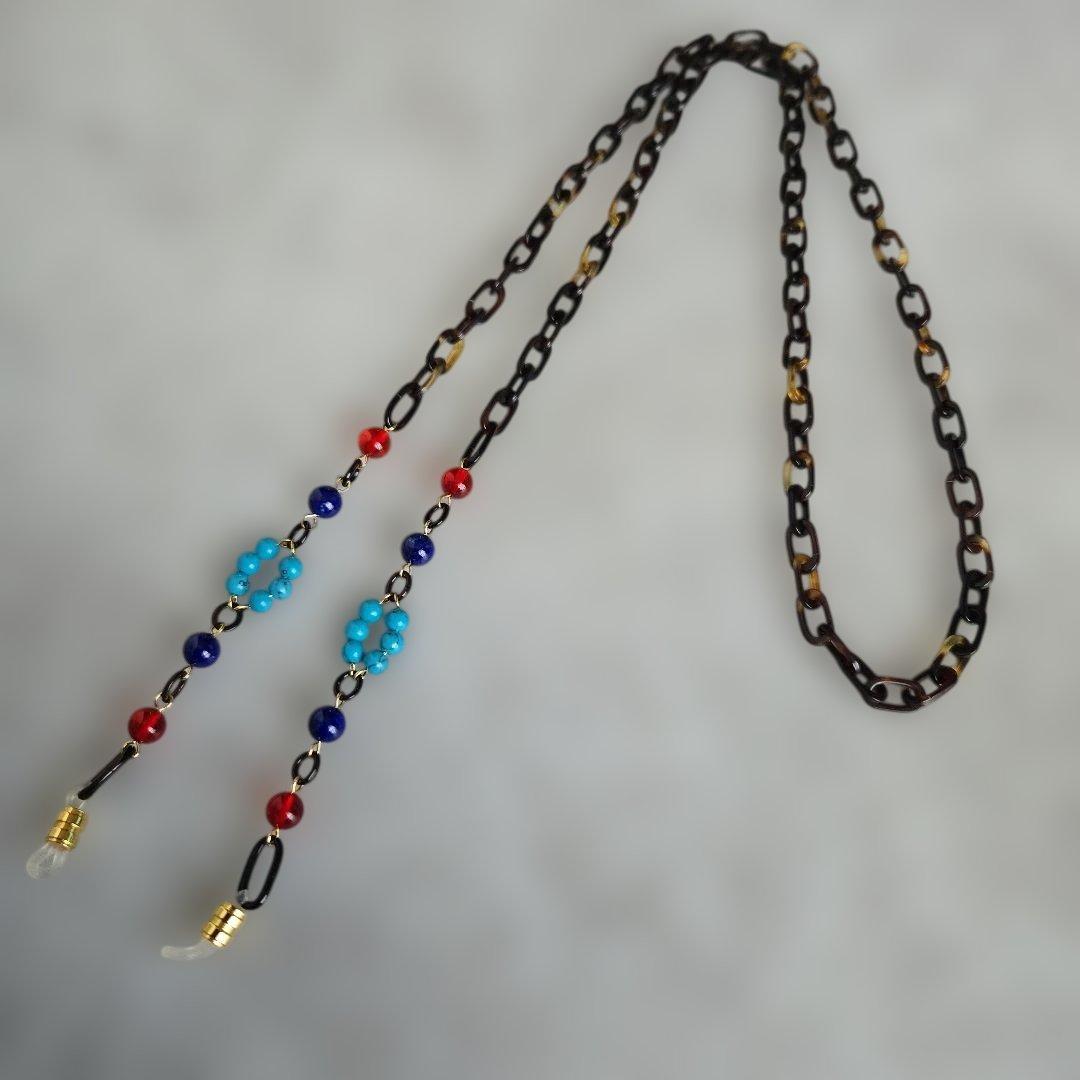 鼈甲　メガネ　チェーン　本鼈甲　④　べっ甲　着物　工芸品　大人のメガネチェーン