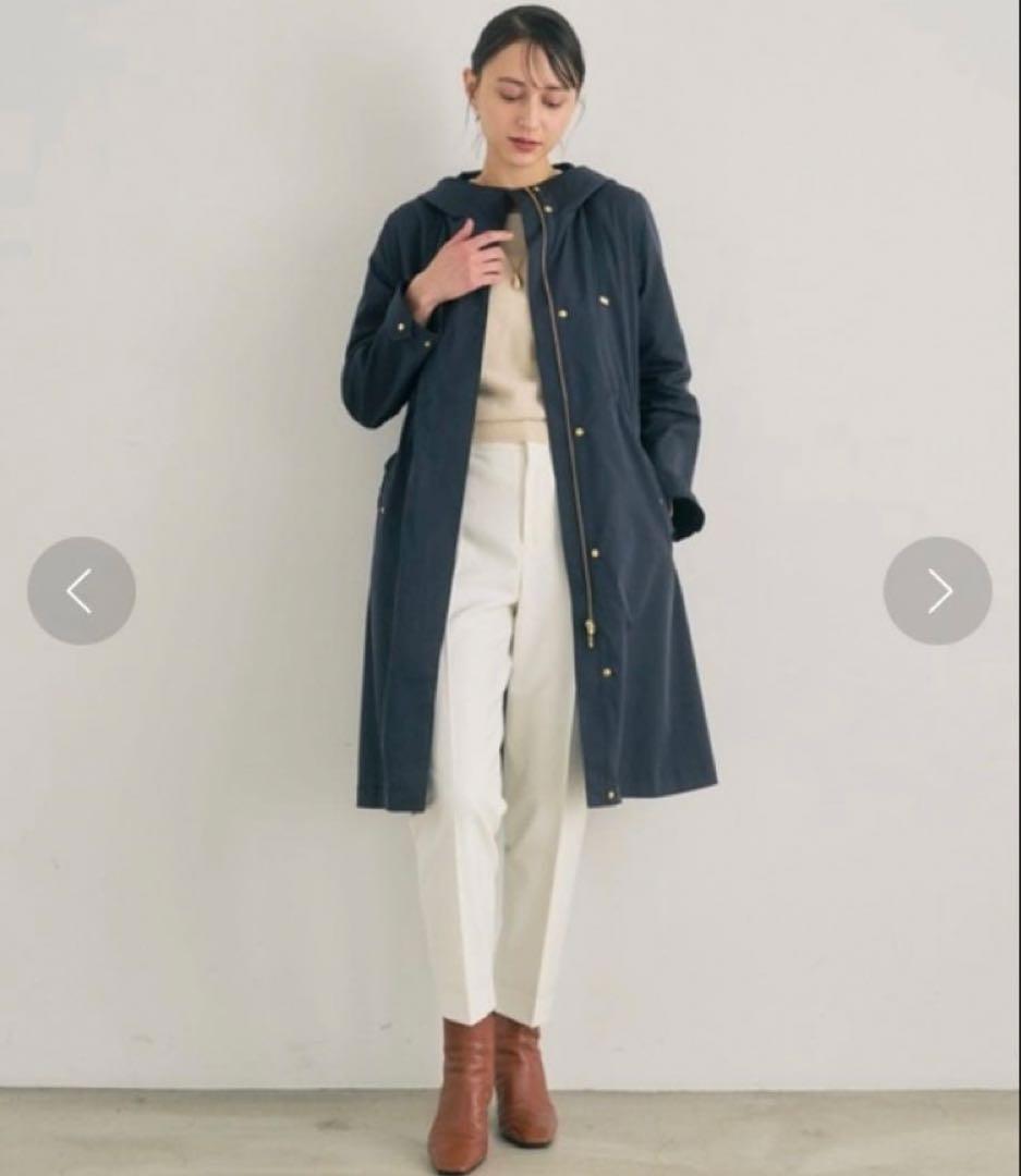 アナイANAYI ブライトツイルライナー付モッズコート　紺ネイビー