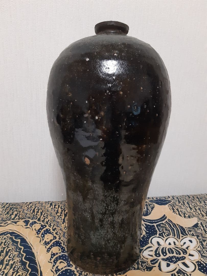 梅瓶 黒高麗 人参葉文 陶器 壺 朝鮮