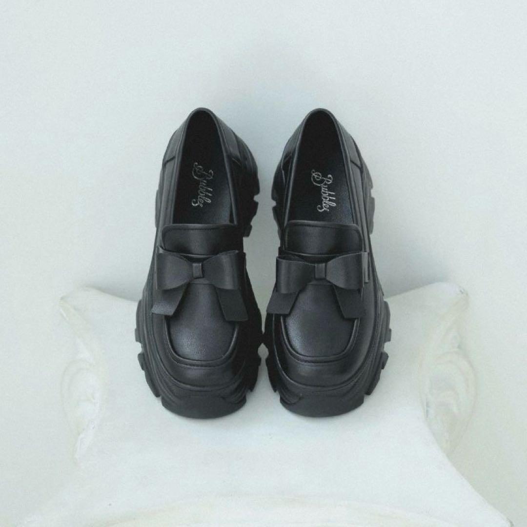 bubbles リボンローファー 37 ブラック 未使用