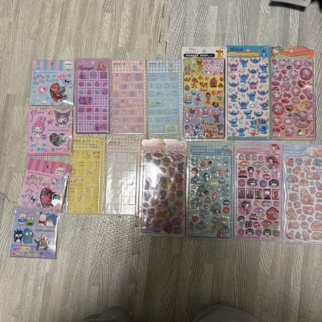 サンリオボンボンドロップシール、サンリオおはじきシール、ポケモンタイルシール