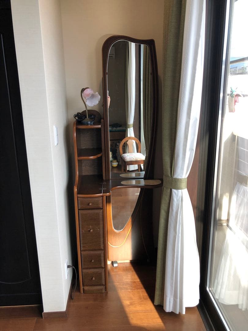 木製ドレッサー・鏡台 引き出し付き　椅子とセット販売