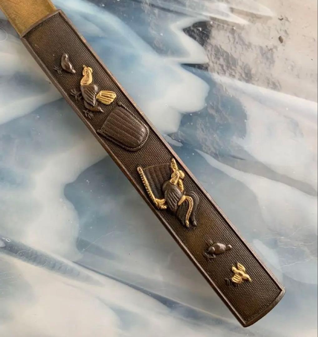 小柄小刀　鶏図小柄袋　刀装具（15cm以下の合法サイズ）