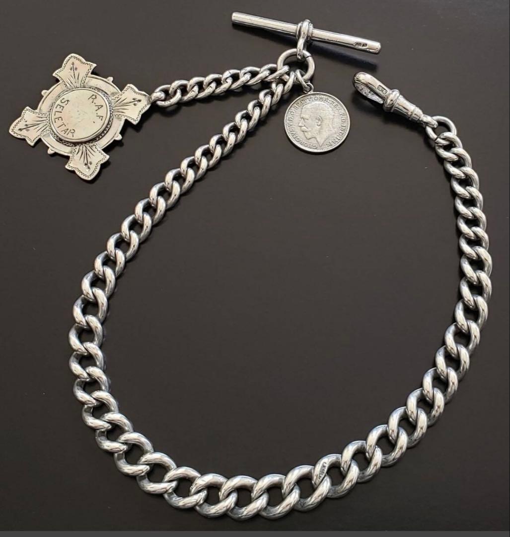 純銀製 シルバー 925 アルバートチェーン アンティーク 46g クロムハーツ