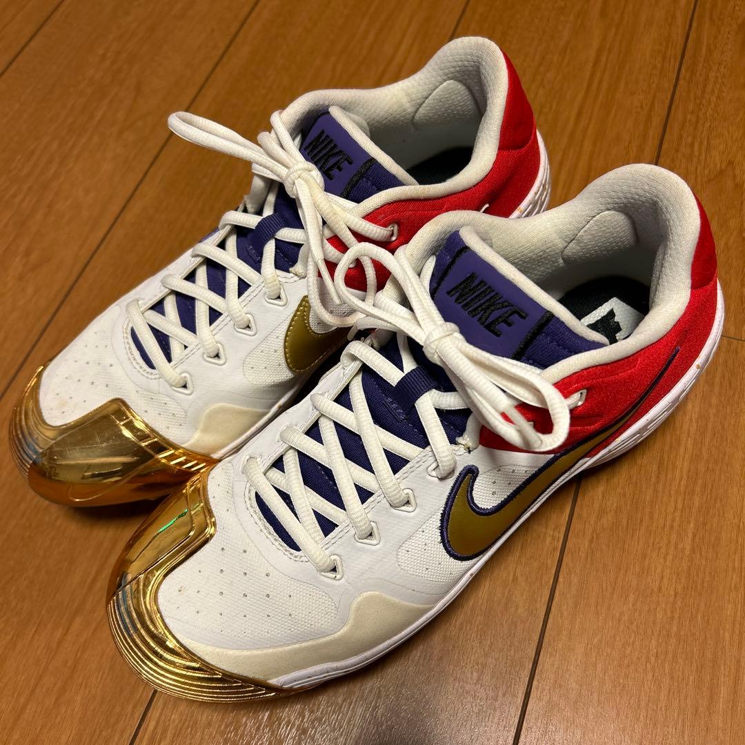 レア！ナイキ 野球 オーダースパイク ホワイト/レッド/ゴールド/パープル27㎝