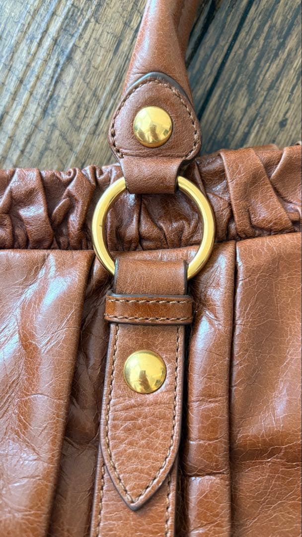 美品✨ miu miu ヴィッテロルクス ハンドバッグ リボン ブラウン