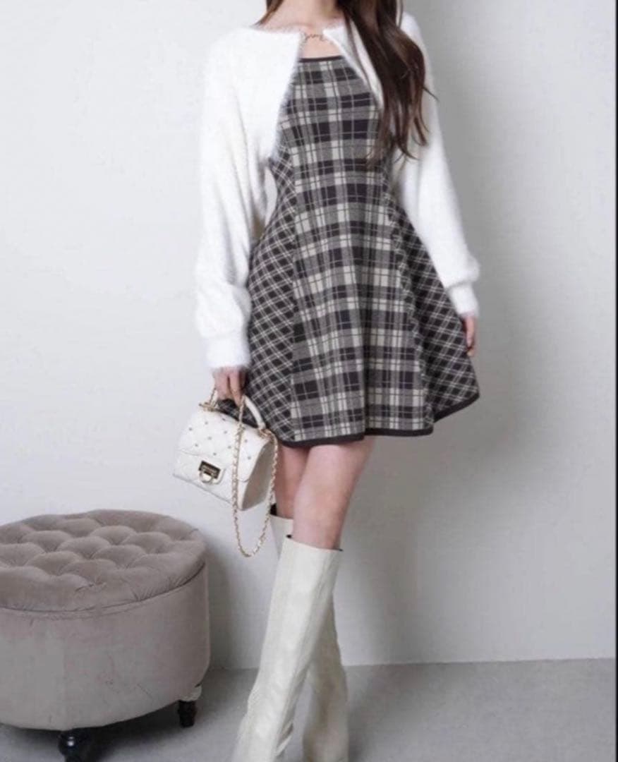 お値下げ！！LIP SERVICE フェザーチェックアンサンブルワンピース