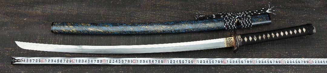 三色銅-青龍刀装侍刀（青色大漆金）古兵器 武具　刀装具　日本刀　模造刀 居合刀