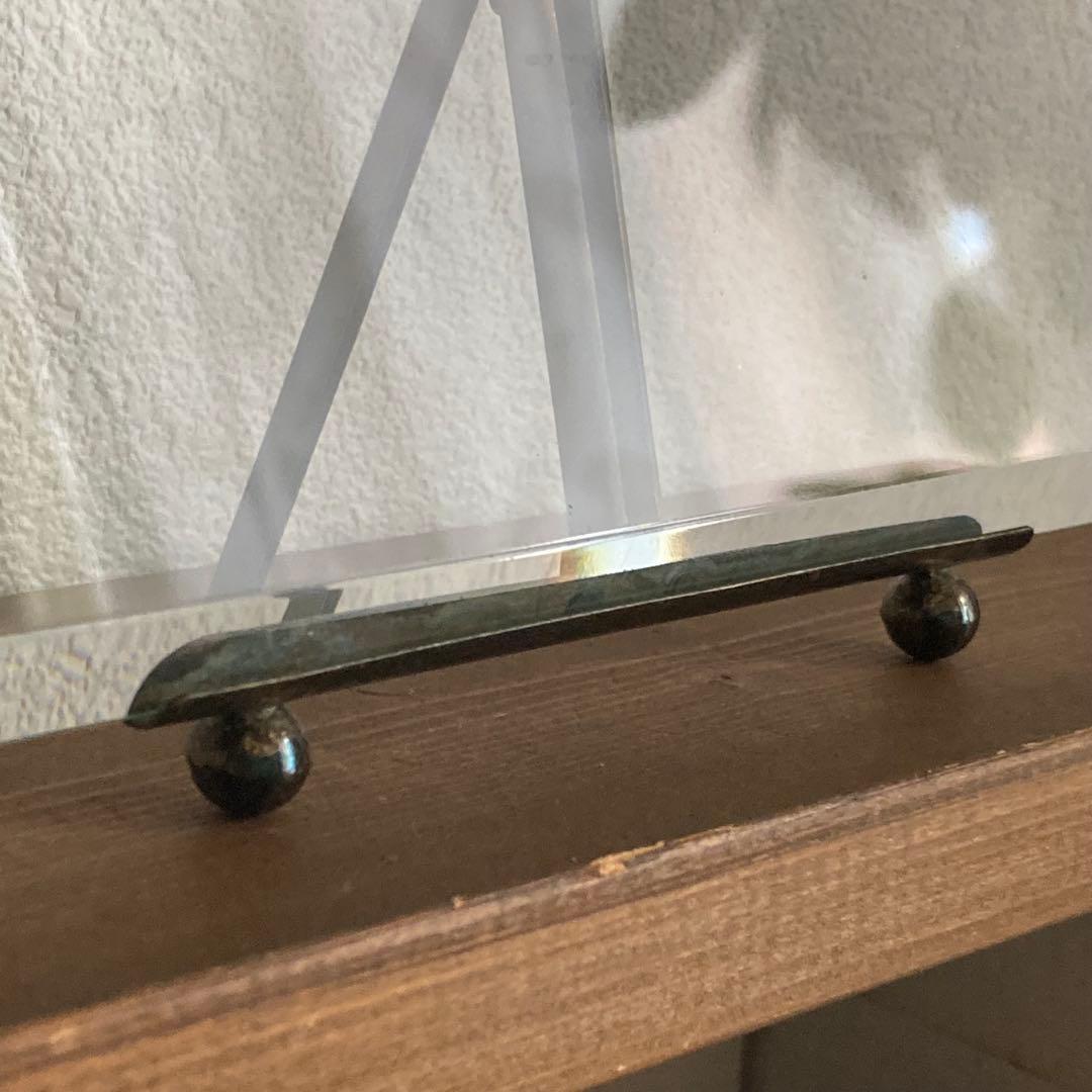 フランスアンティーク　ガラスと真鍮　リボンモチーフのフレーム希少サイズ