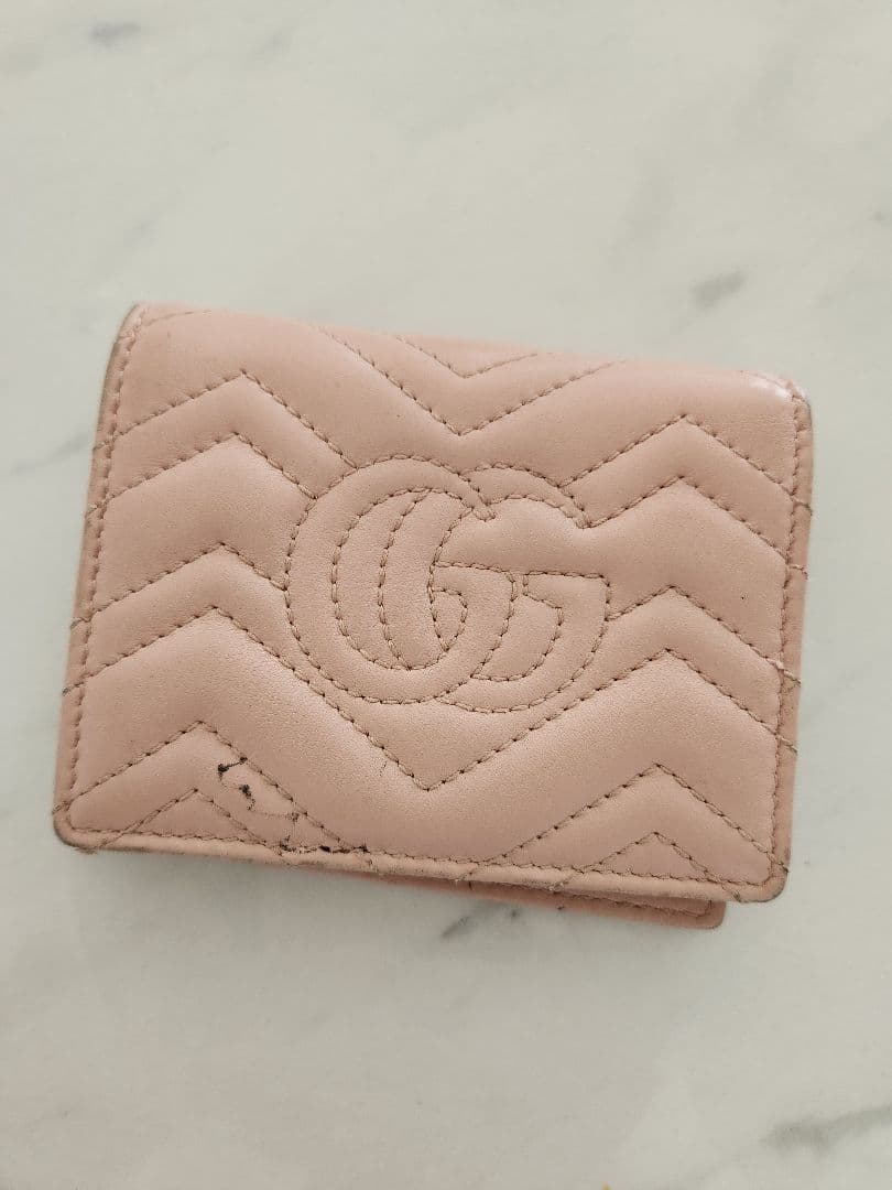 【正規品保証】GUCCI　名刺入れ　GG　マーモント　ピンク　キルティング
