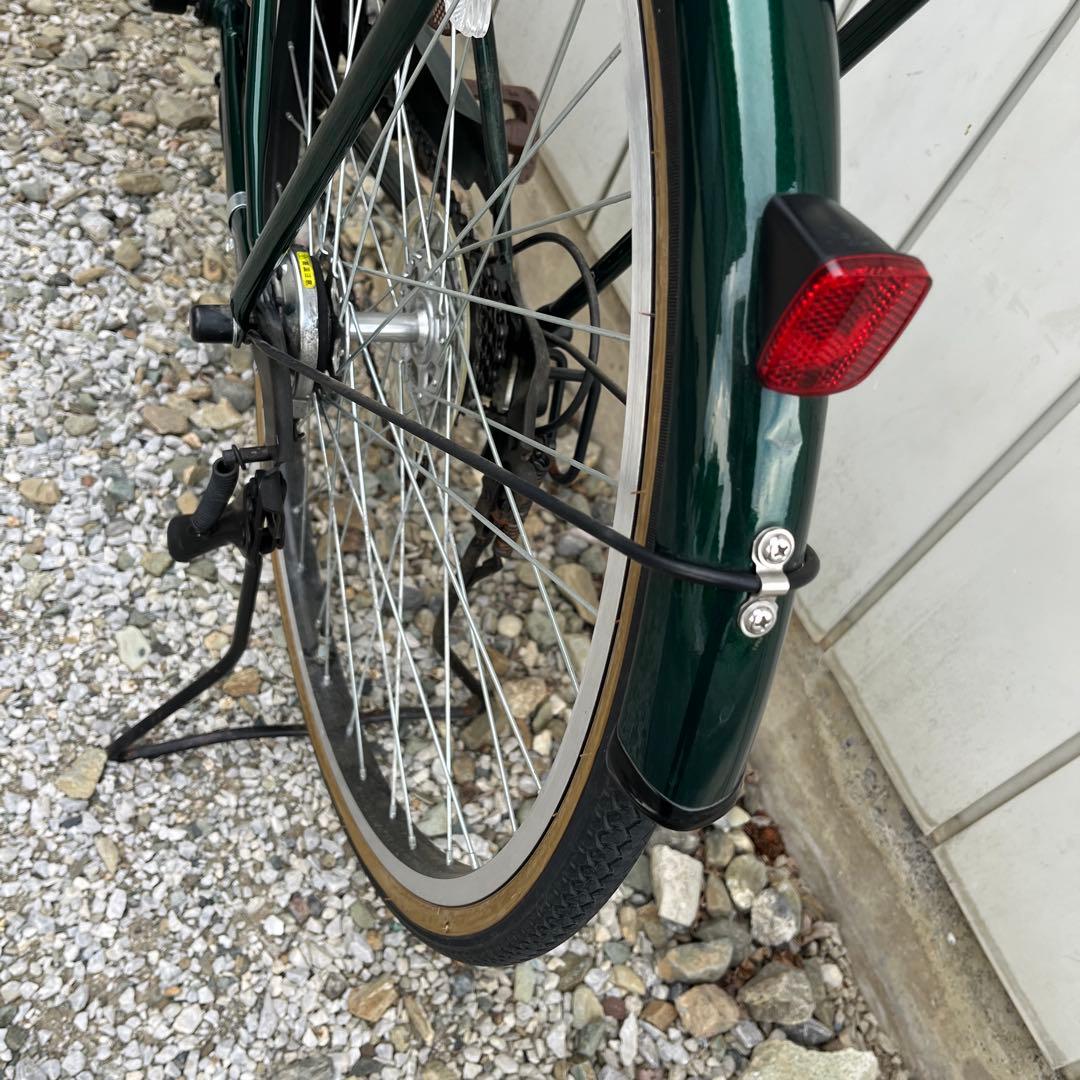 【要メンテナンス】 26インチ自転車 フォレストグリーン籐籠風おしゃれママチャリ