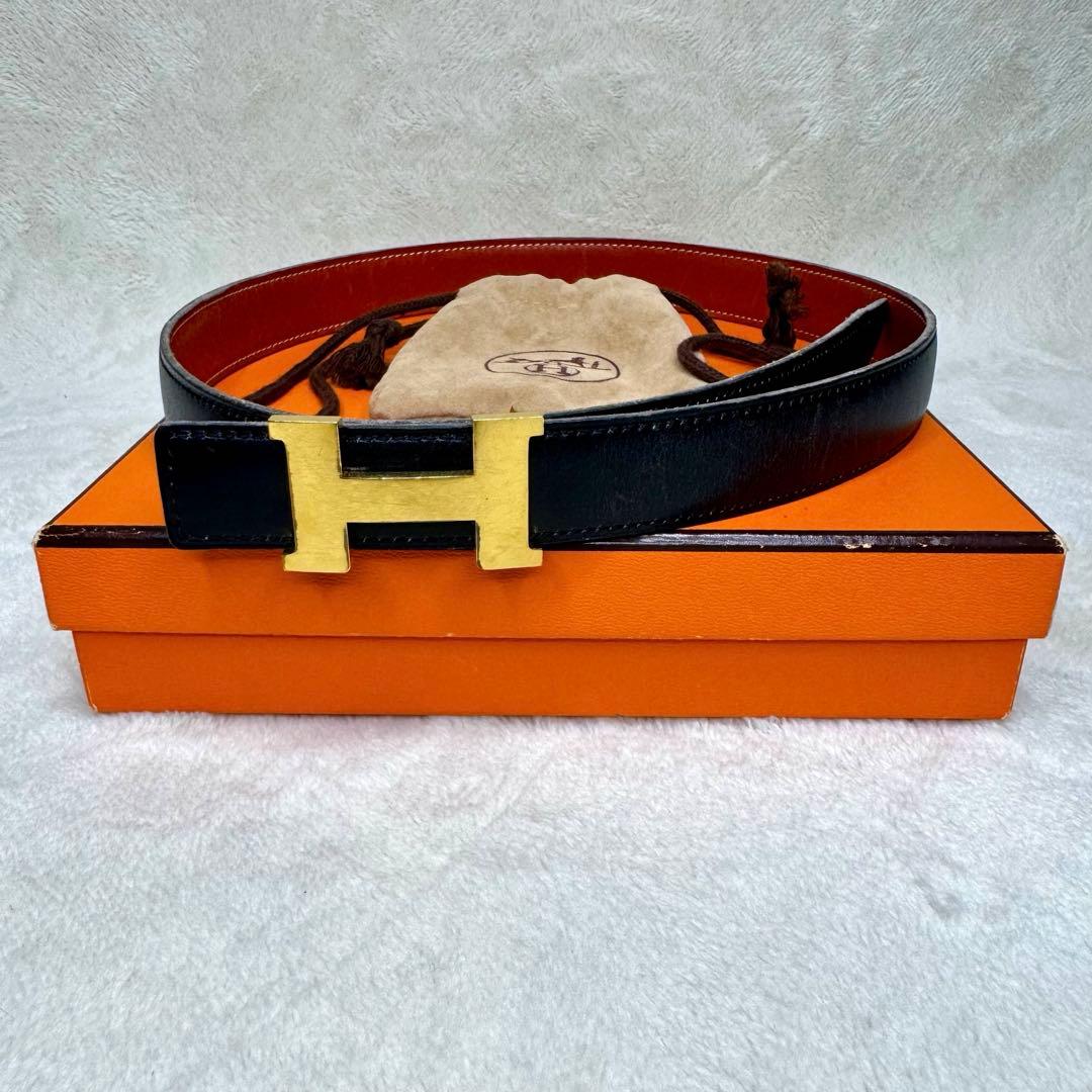 良品☆ エルメス　コンスタンス　ミニ　リバーシブル　レザーベルト　ゴールド　H型