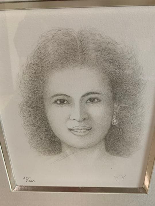 八島義郎　「微笑」　リトグラフ