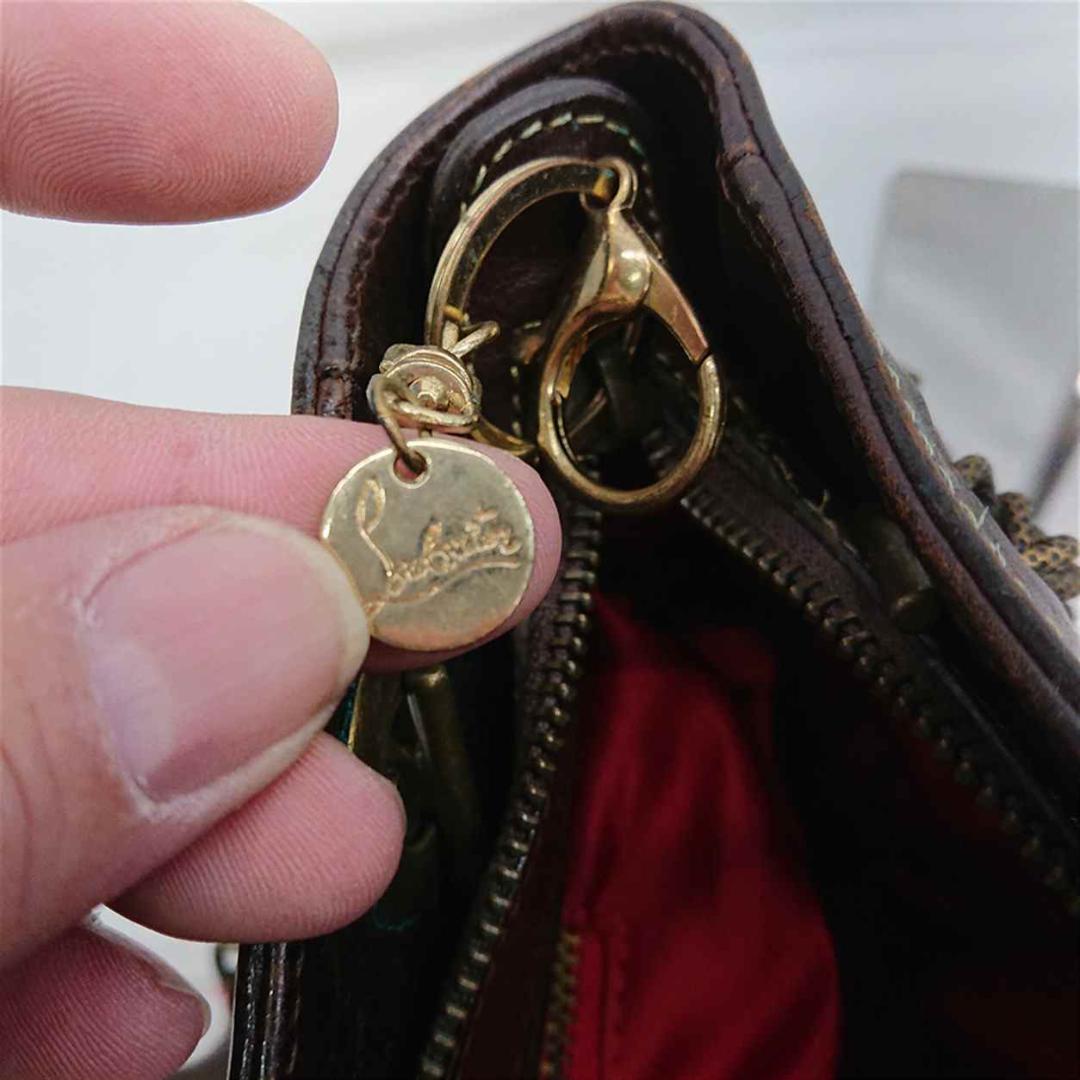 ★クリスチャンルブタンレオパード柄 レザー チェーンショルダーバッグ レディース