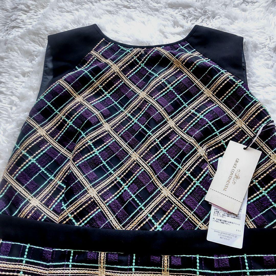 【新品】グレースコンチネンタル チェック レース ワンピース 38