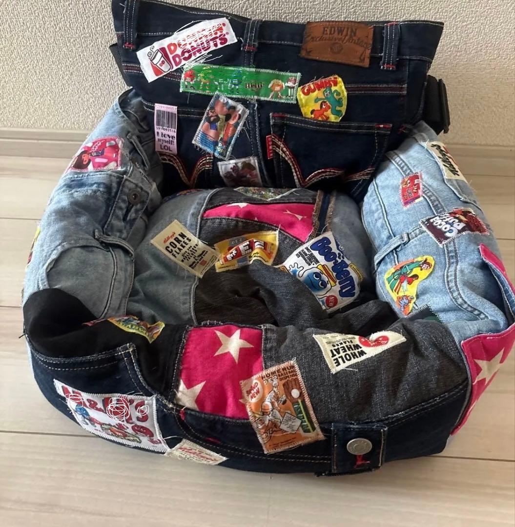 土日セール　デニムリメイク ドライブベッド　ペットベッド