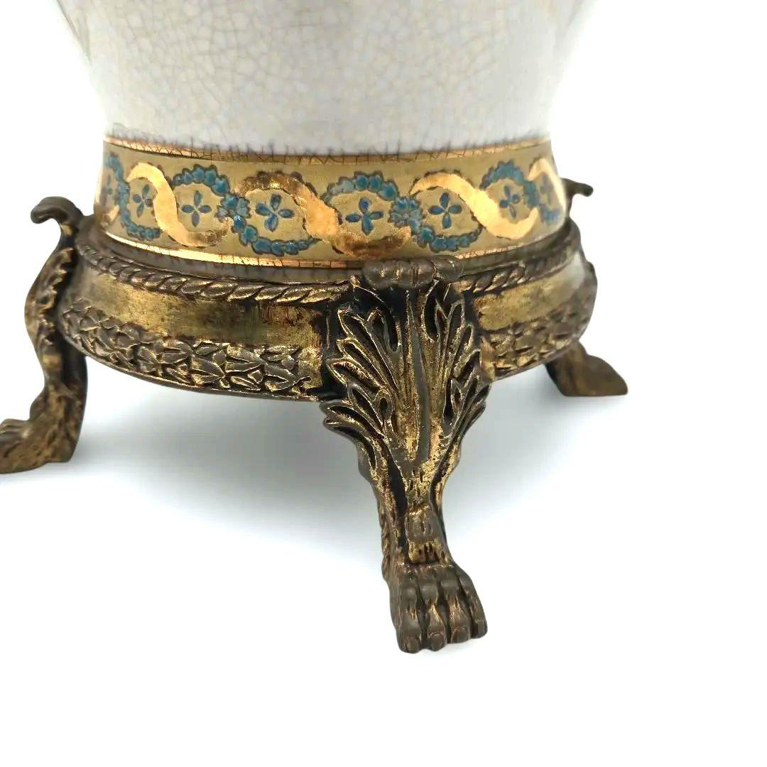 アンティーク 陶器製花瓶 白鳥のハンドル