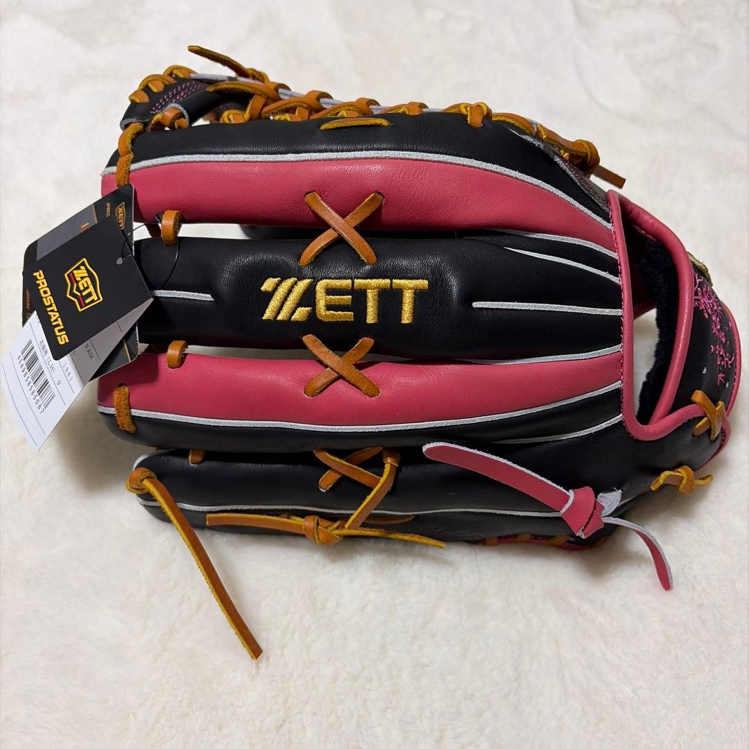 本日限定プロステイタス軟式外野用　桜刺繍　湯もみ型付け済即使用可　袋付新品未使用