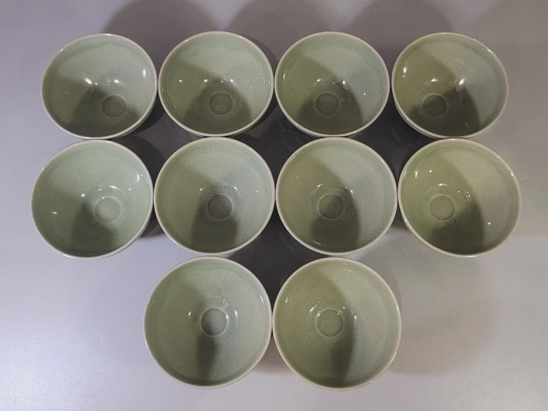 茶道具 青磁天目数茶碗 十客 共箱 DT740