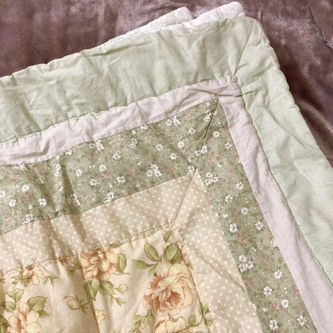 vintage 花柄パッチワークキルト ボタニカル ベッドカバー 掛け布団