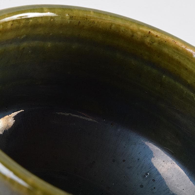 北大路魯山人作　織部焼　青織部　茶碗　黒田陶々庵極め箱　M　R9447