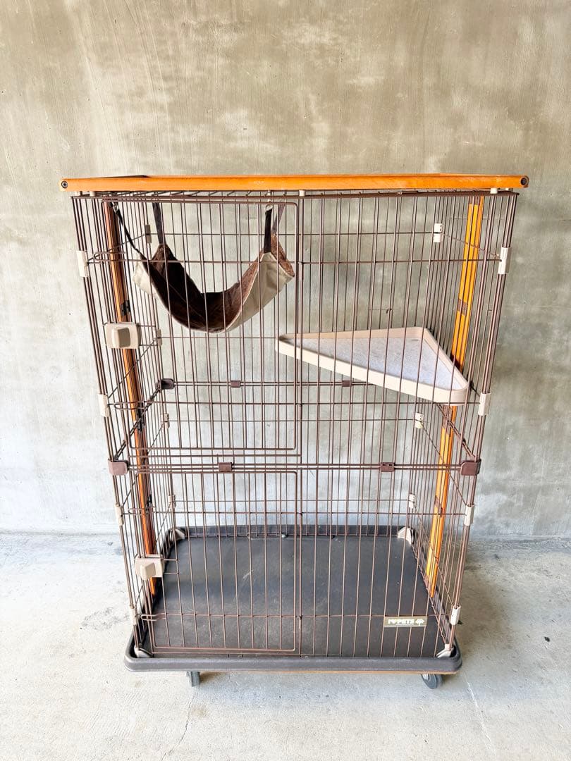 キャットケージ 2段 ハンモック付き ウッド 猫