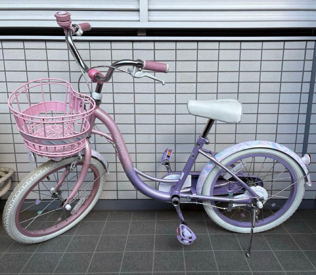 【お得・ヘルメット、鍵付】子供用自転車 18インチ メゾピアノ　パープル・ピンク