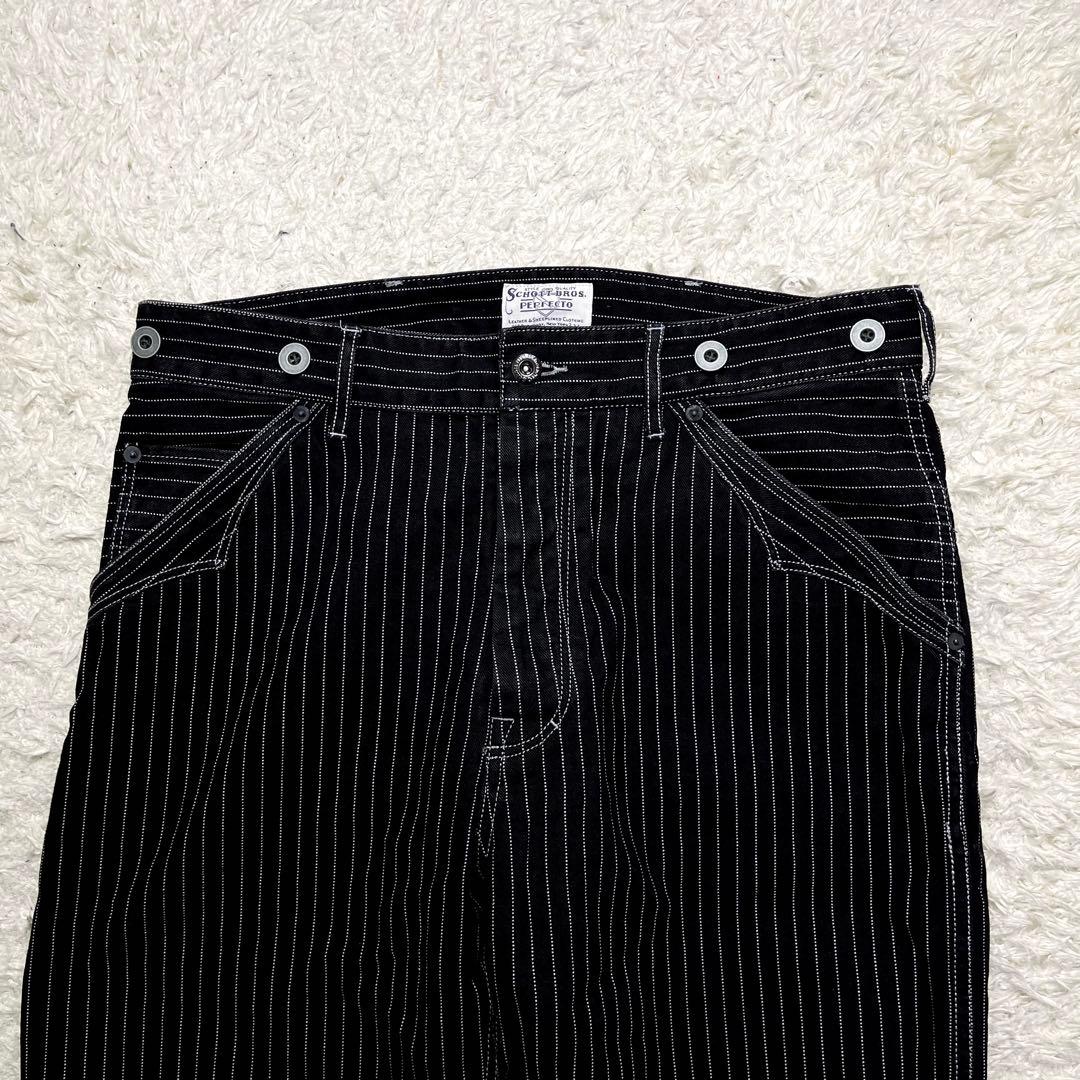 ✨極美品/36インチ✨ショット ヒッコリー デニムパンツ ストライプ ブラック
