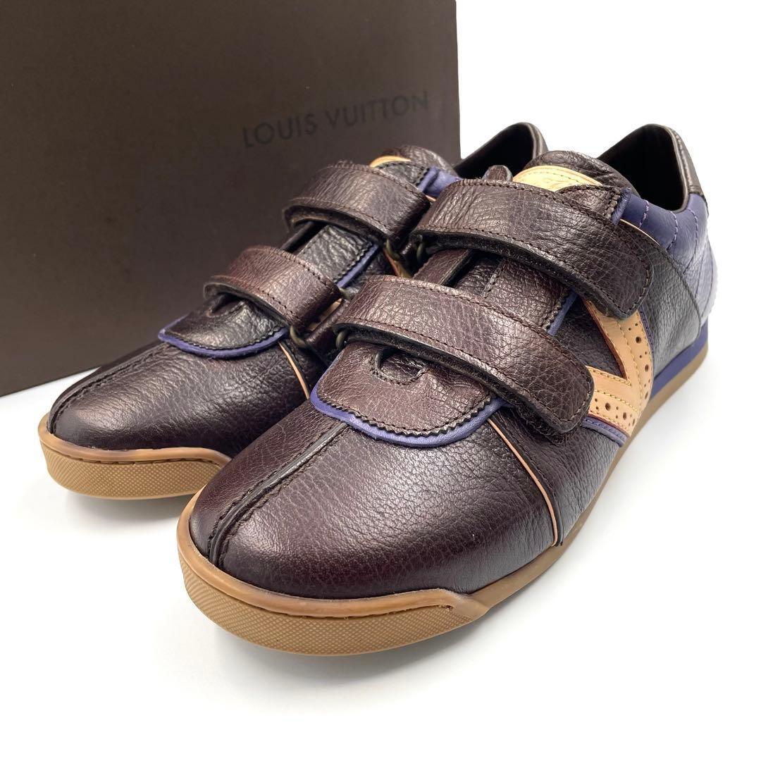 《未使用品》ルイヴィトン キッズ LVロゴ ベルクロ 本革 茶系33 付属あり