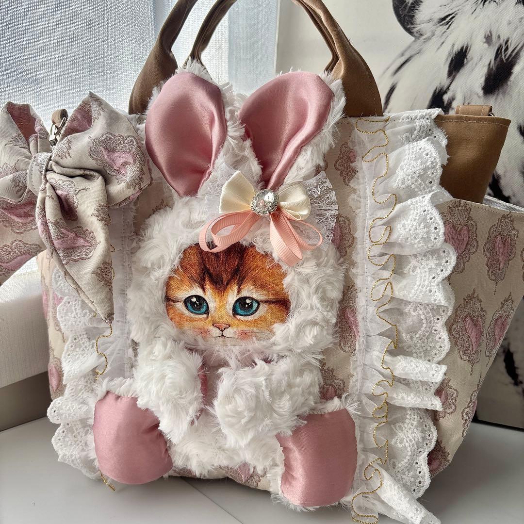 ꒰*꒱様 コヤンイサムチョン　うさ耳ボリちゃん　バッグ　艶ハート　フリル